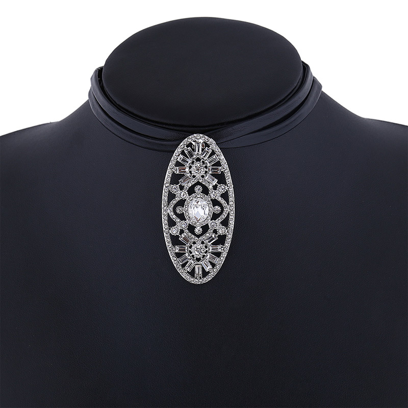 Fashion Silver Color Hollow Out Pendant Decorated Double Layer Choker,Chokers