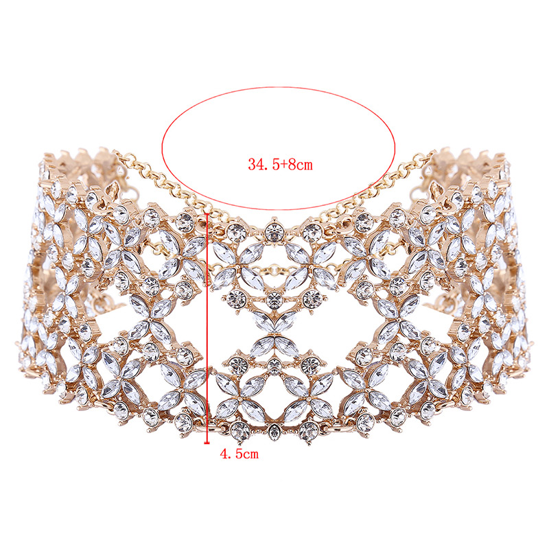 Fashion Silver Color Oval Diamond Decorated Hollow Out Design Choker,Chokers