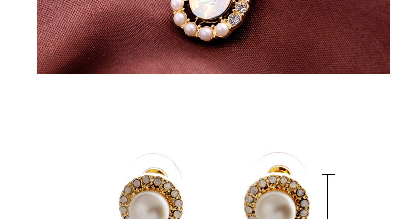 Fashion Gold Color+white Oval Shape Gemstone Decorated Simple Earrings,Drop Earrings