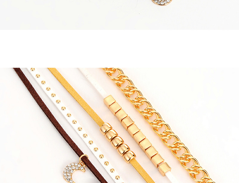 Elegant Gold Color Multielement Pendant Decorated Multilayer Choker (5psc),Chokers