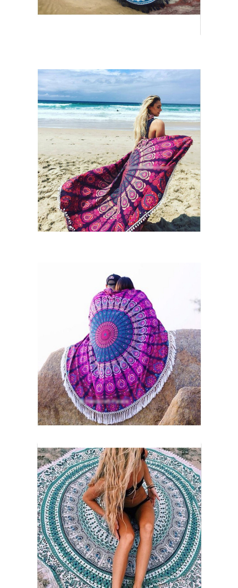 Fashion Purple Regular Geometric Pattern Decorated Tassel Yoga Mat&shawl,Cover-Ups