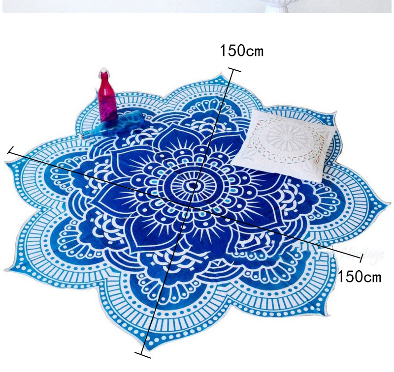 Fashion Blue Flower Pattern Decorated Regular Shape Yoga Mat&shawl,Cover-Ups