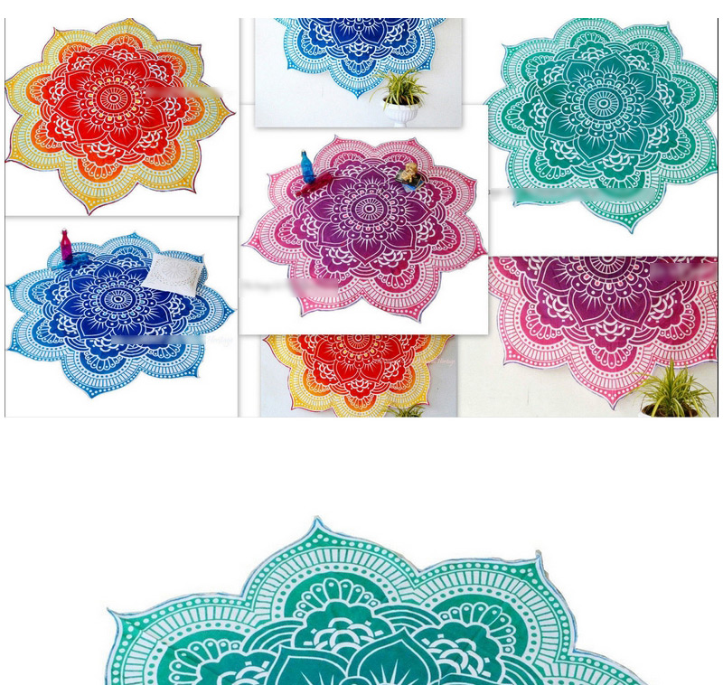 Fashion Blue Flower Pattern Decorated Regular Shape Yoga Mat&shawl,Cover-Ups