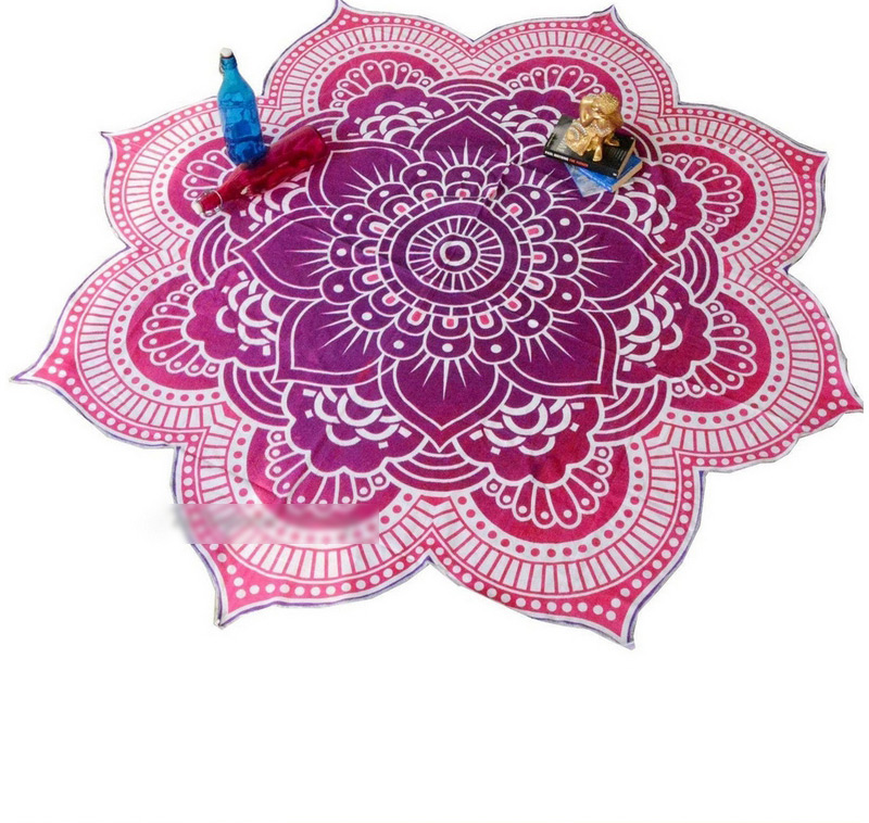 Fashion Purple Flower Pattern Decorated Regular Shape Yoga Mat&shawl,Swim Towels