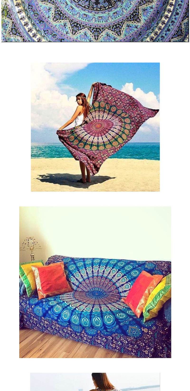 Fashion Light Gray Geometric Flowe Pattern Decorated Square Yoga Mat&shawl,Cover-Ups