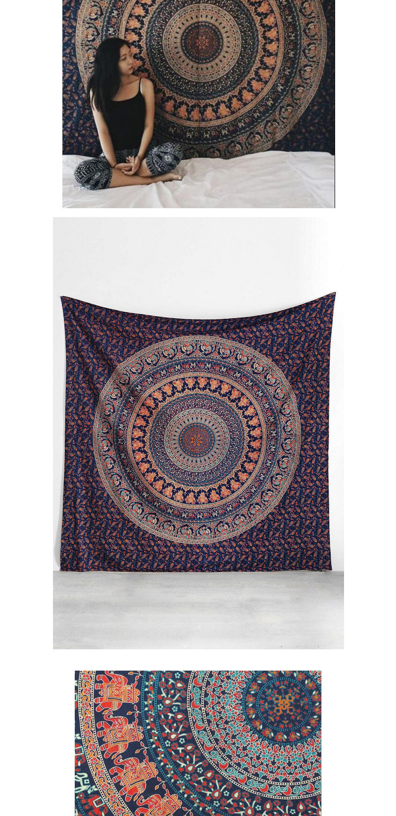 Fashion Blue Regular Geometric Pattern Decorated Square Yoga Mat&shawl,Swim Towels