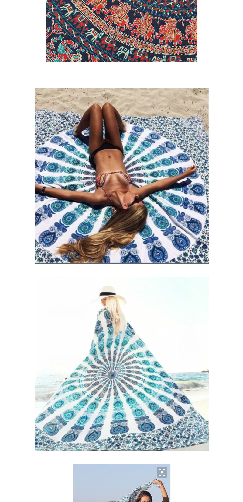 Fashion Blue Geometric Flowe Pattern Decorated Square Yoga Mat&shawl,Swim Towels