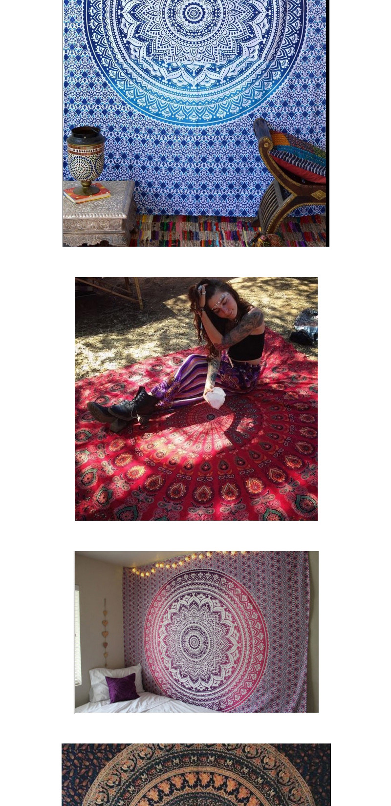 Fashion Purple Regular Geometric Pattern Decorated Square Yoga Mat&shawl,Cover-Ups
