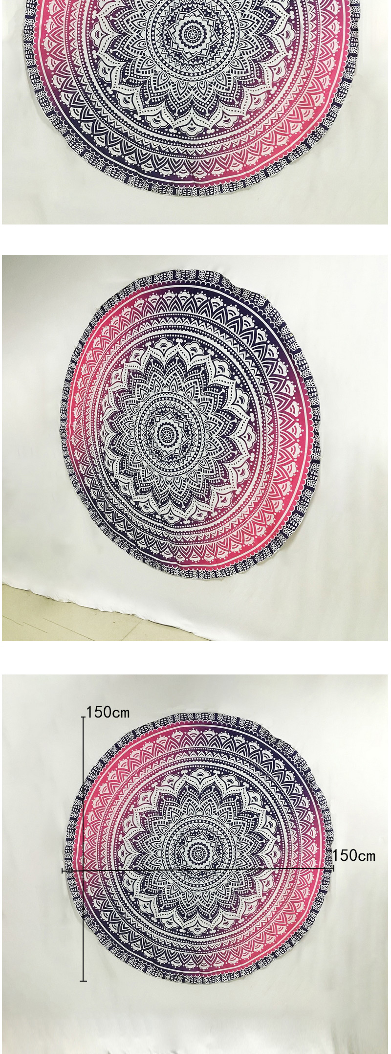 Fashion Red Peacock Flower Pattern Decorated Round Shape Shawl,Cover-Ups
