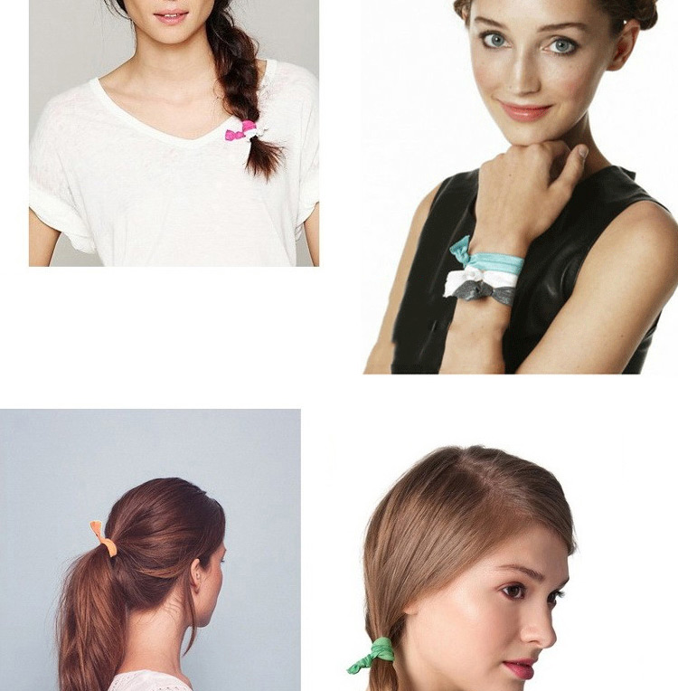 Sweet Multi-color Geometric Shape Pattern Decorated Knot Hair Band (5pcs),Hair Ring