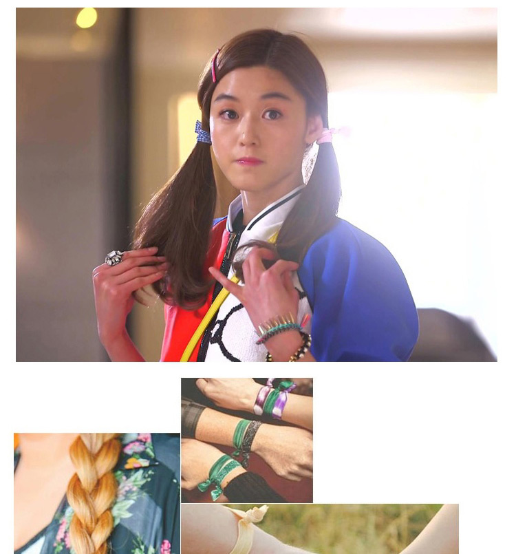 Sweet Multi-color Geometric Shape Pattern Decorated Knot Hair Band (5pcs),Hair Ring