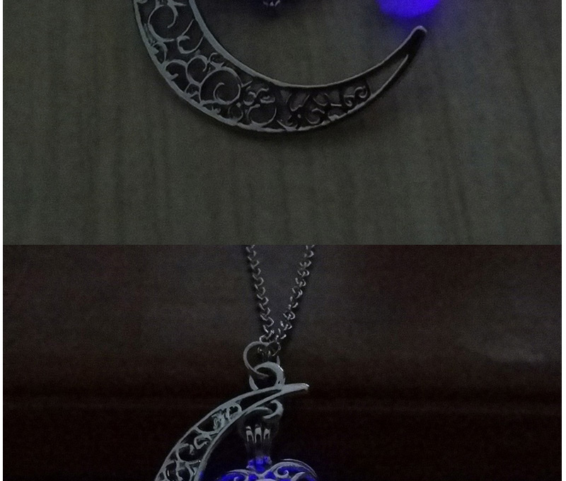 Fashion Purple Hollow Out Moon Pendant Decorated Simple Necklace,Pendants