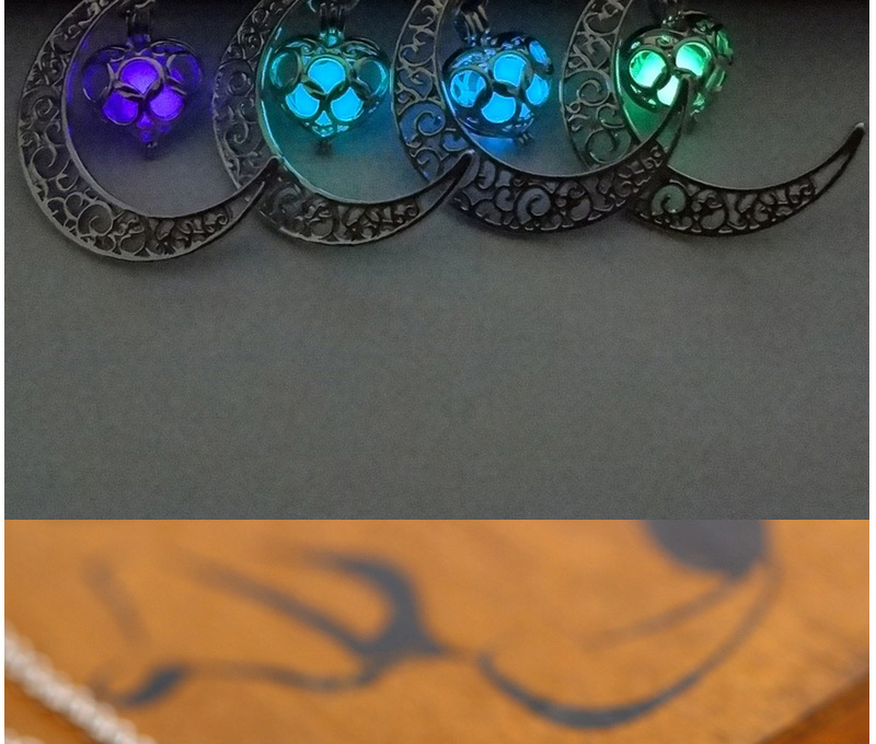 Fashion Light Blue Hollow Out Moon Pendant Decorated Simple Necklace,Pendants