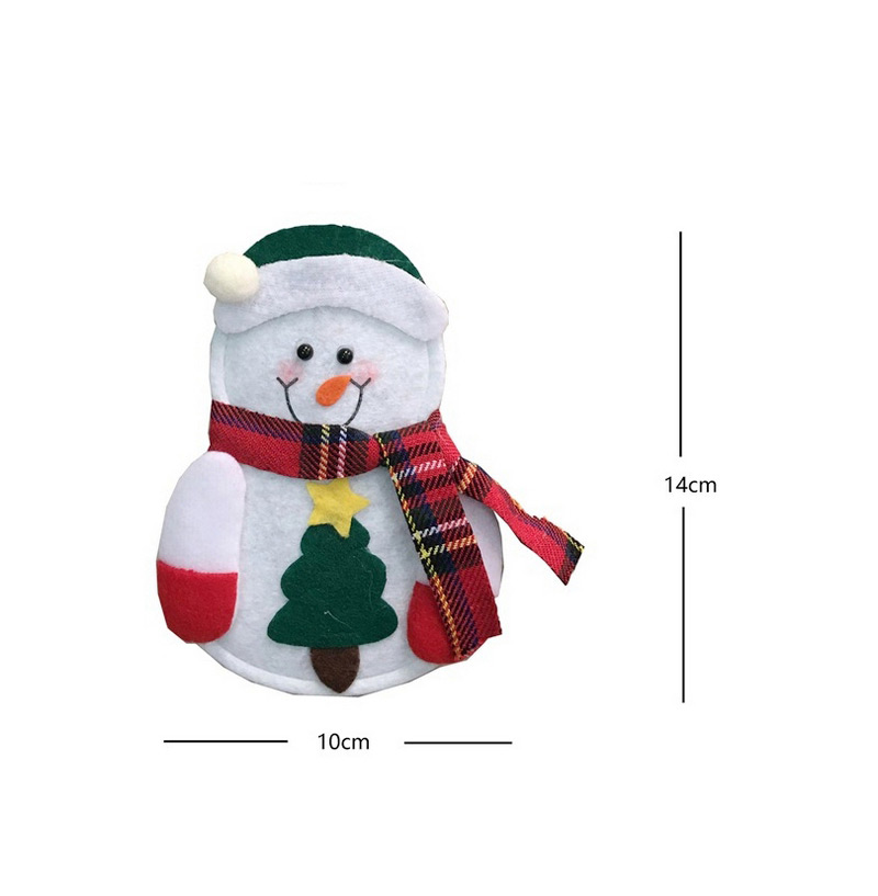 Lovely White Heart Shape&scraf Decorated Christmas Snowman Design Tableware Bag,Festival & Party Supplies