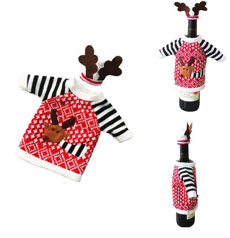 Lovely Red Cartoon Pattern Decorated Snowman Design Simple Wine Cooler,Festival & Party Supplies
