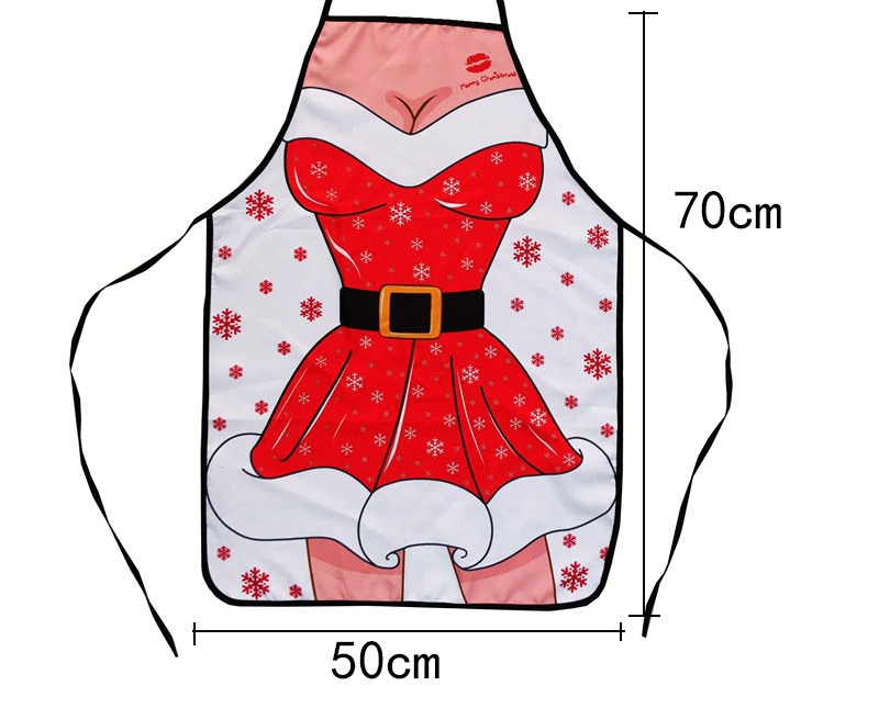 Lovely Red+white Snowflake Pattern Decorated Color Matching Simple Apron,Festival & Party Supplies