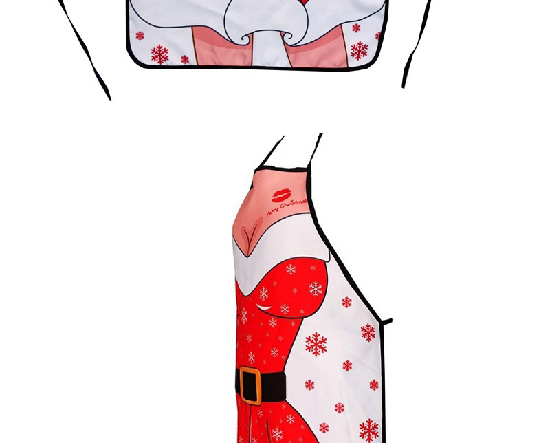 Lovely Red+white Snowflake Pattern Decorated Color Matching Simple Apron,Festival & Party Supplies