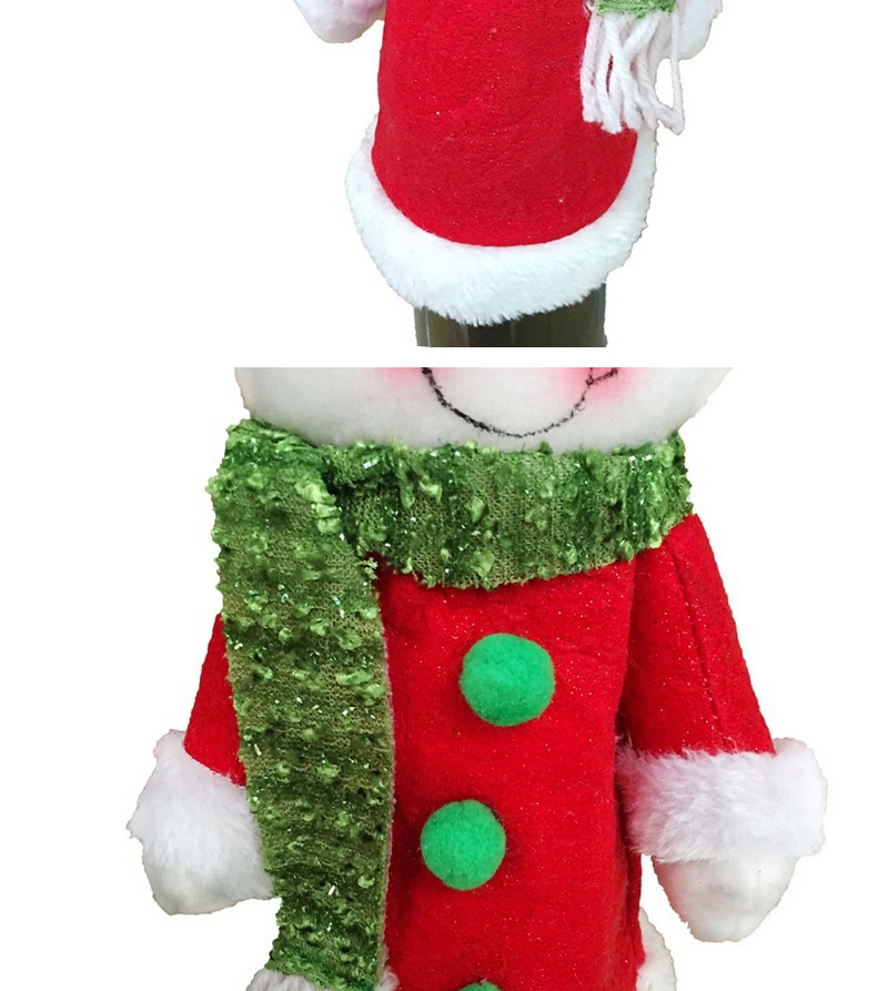 Lovely Red+white Square Shape Hasp Decorated Christmas Snowman Shape Wine Cooler,Festival & Party Supplies