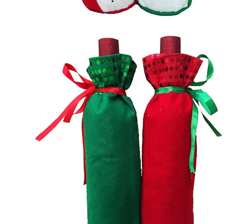 Lovely Green Father Christmas Pattern Decorated Simple Wine Bottle Bag,Festival & Party Supplies