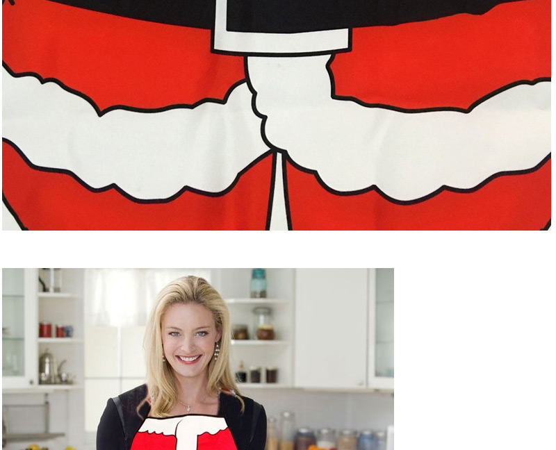 Lovely Red Letter Pattern Decorated Color Matching Simple Apron,Festival & Party Supplies