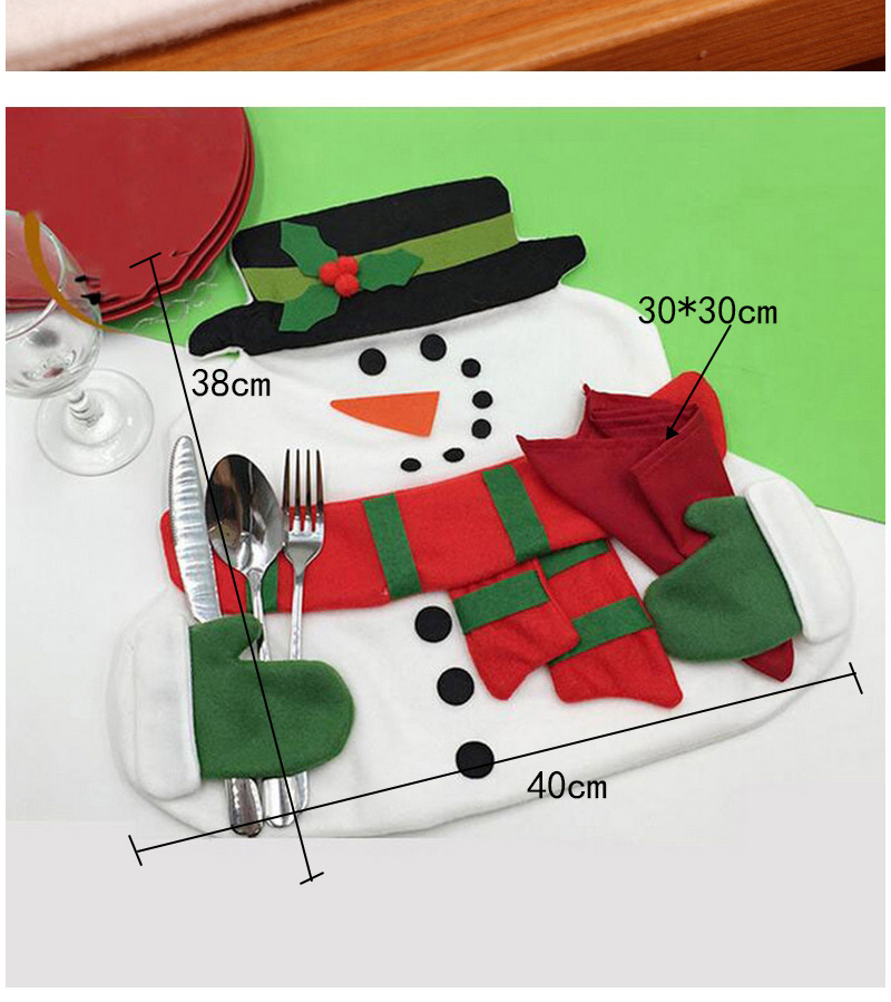Lovely Red+white Flower Decorated Christmas Snowman Shape Table Mat,Festival & Party Supplies