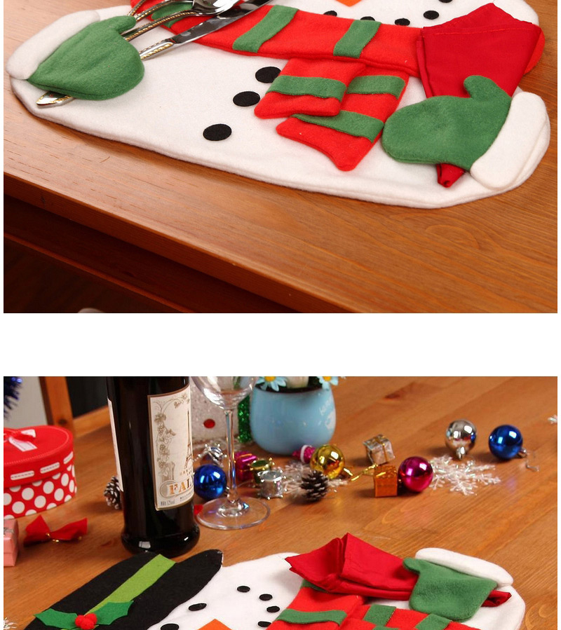 Lovely Red+white Flower Decorated Christmas Snowman Shape Table Mat,Festival & Party Supplies