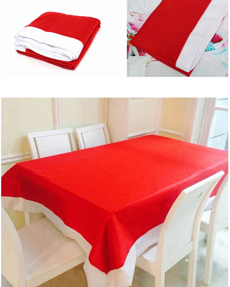 Lovely Red Color Matching Design Square Shape Simple Tablecloth,Festival & Party Supplies