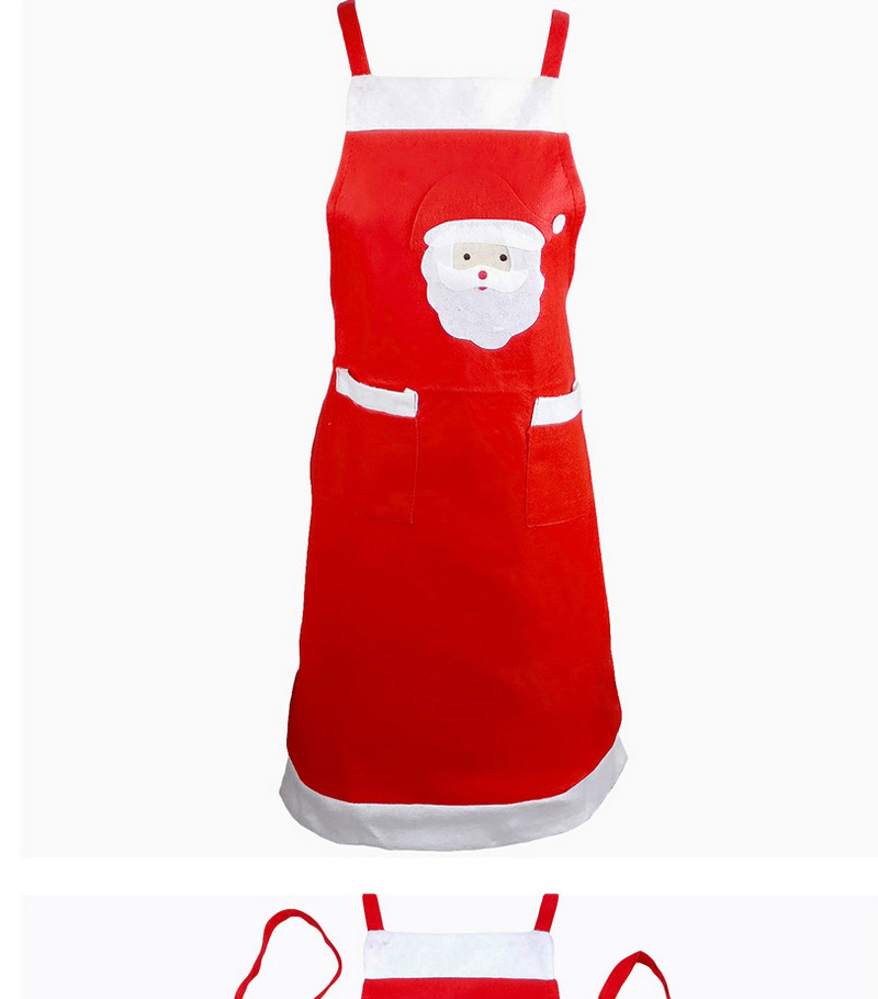 Lovely Red Father Christmas Pattern Decorated Color Matching Simple Apron,Festival & Party Supplies