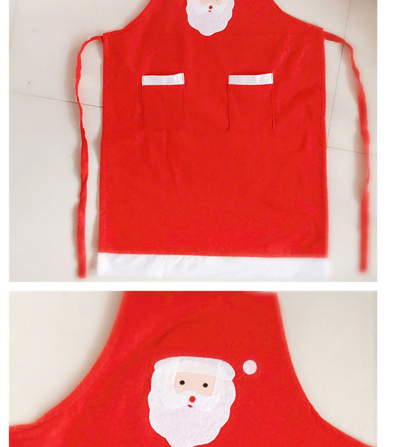 Lovely Red Father Christmas Pattern Decorated Color Matching Simple Apron,Festival & Party Supplies