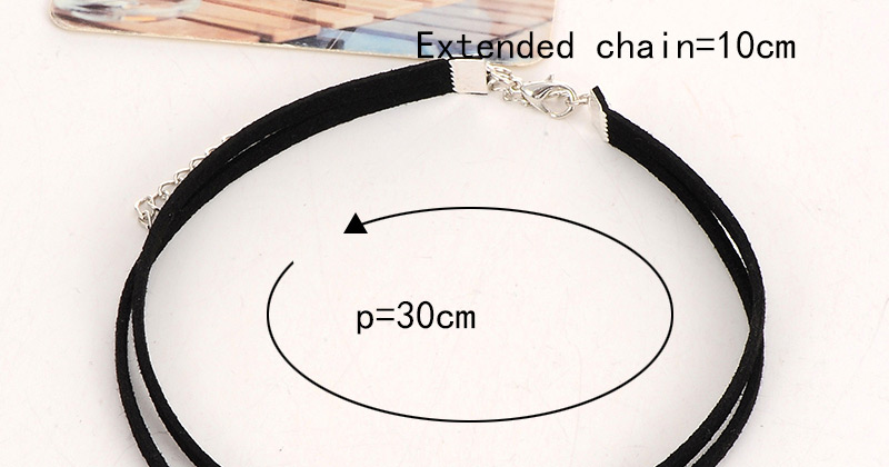 Elegant Black Cross Shape Pendant Decorated Double Layer Chains Choker,Chokers