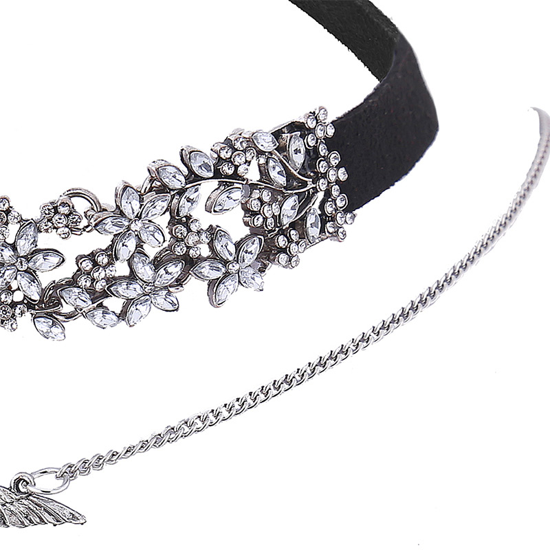 Fashion Black Bird Pendant Decorated Double Layer Diamond Design Choker,Chokers