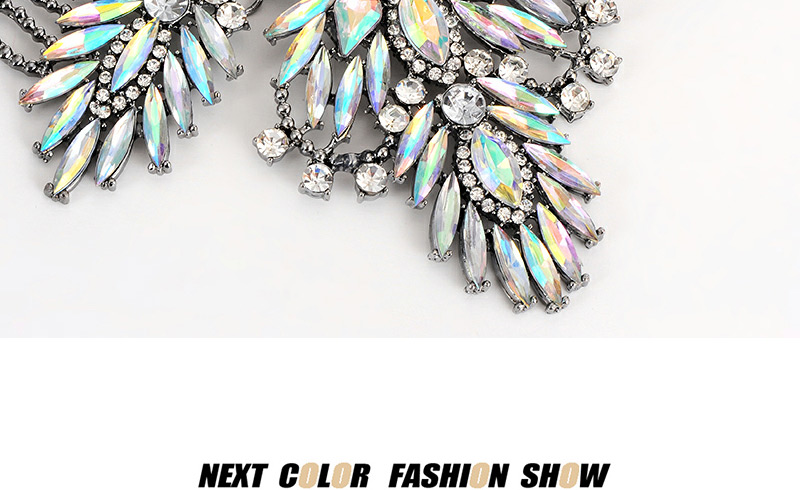 Fashion Multi-color Water Drop Shape Diamond Decorated Double Layer Irregular Shape Necklace,Multi Strand Necklaces