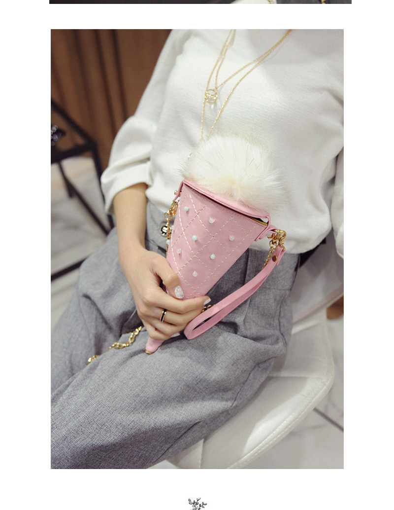 Fashion Pink Fuzzy Ball Decorated Ice Cream Shape Bag,Messenger bags