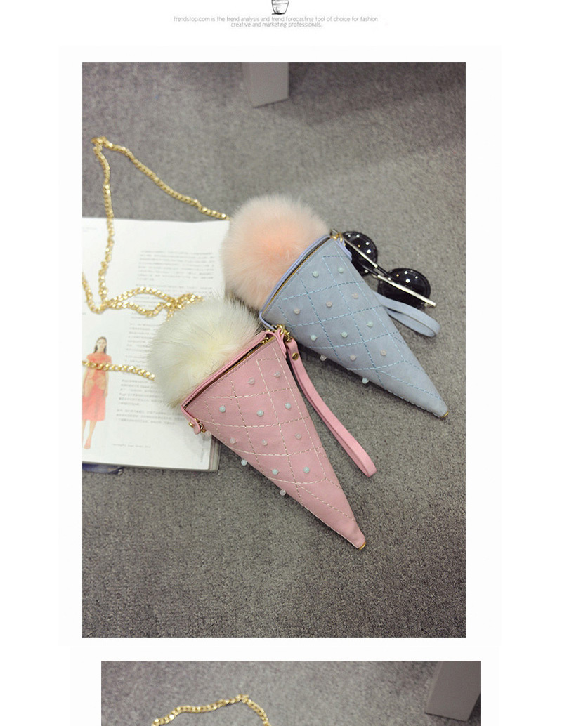 Fashion Pink Fuzzy Ball Decorated Ice Cream Shape Bag,Messenger bags