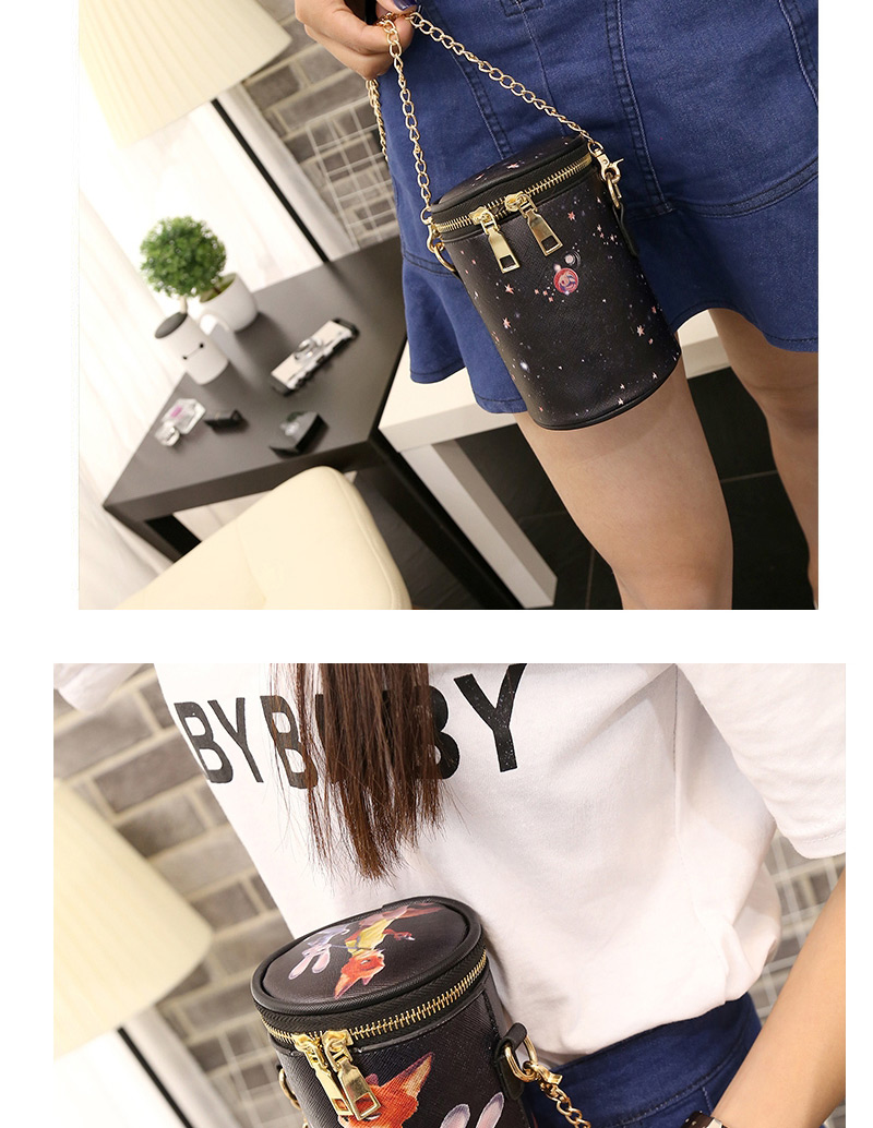 Personality Multi-color Cartoon Pattern Decorated Simple Bucket Bag,Messenger bags
