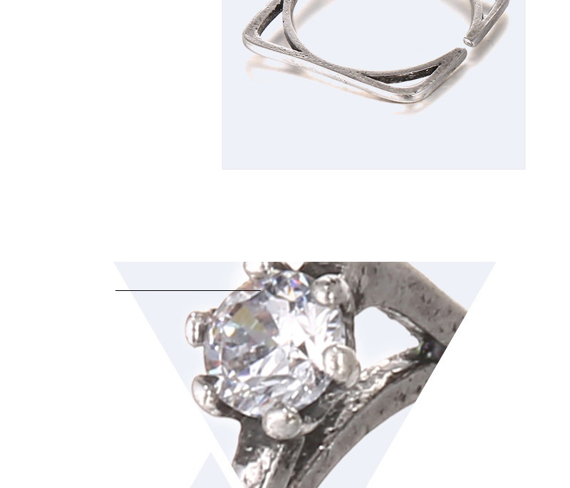 Fashion Silver Color Round Shape Diamond Decorated Simple Square Shape Ring,Fashion Rings