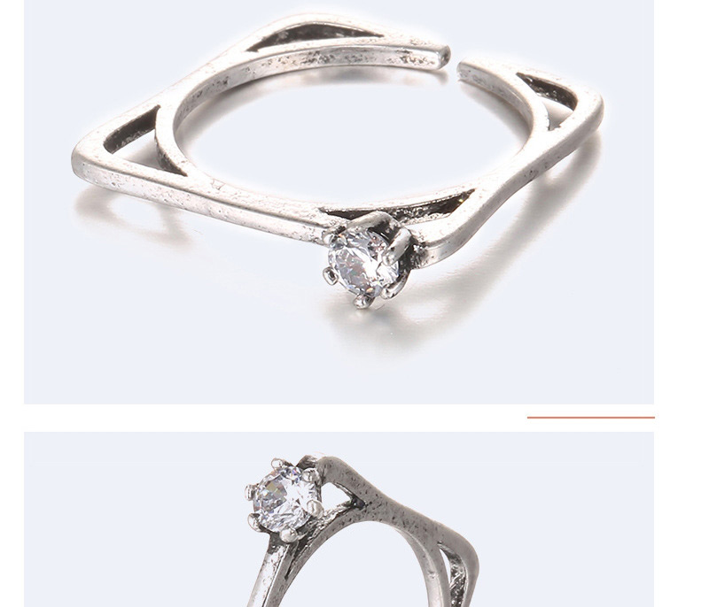 Fashion Silver Color Round Shape Diamond Decorated Simple Square Shape Ring,Fashion Rings