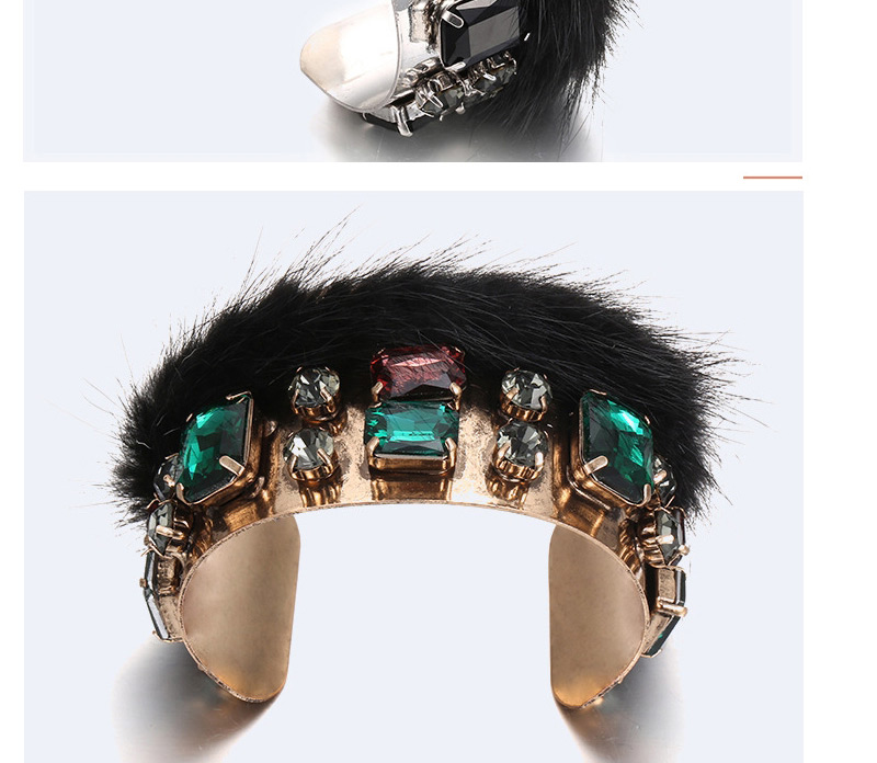 Bohemia Green Geometric Shape Dianomd Decorated Opening Bracelet,Fashion Bangles