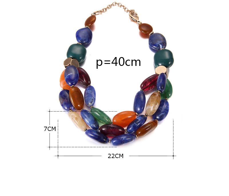 Trendy Coffee Oval Shape Decorated Short Chain Multilayer Necklace,Crystal Necklaces