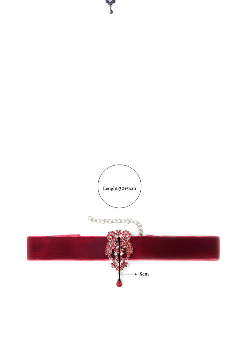 Retro Red Waterdrop Shape Gemstone Decorated Simple Choker,Chokers