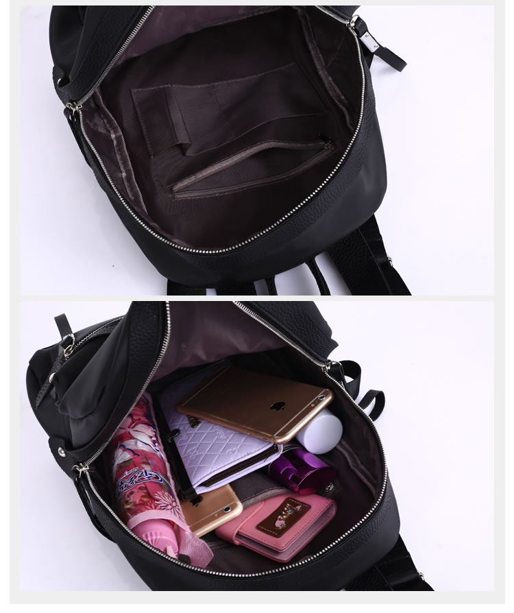 Fashion Black Zipper Pendant Decorated Simple Pure Color Backpack,Backpack