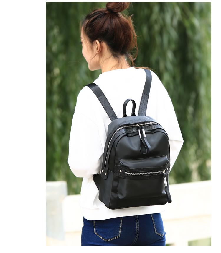 Fashion Red Zipper Pendant Decorated Simple Pure Color Backpack,Backpack