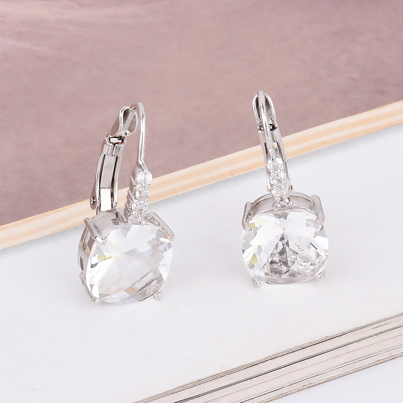 Exquisite Yellow Square Diamond Decorated Simple Earring,Hoop Earrings