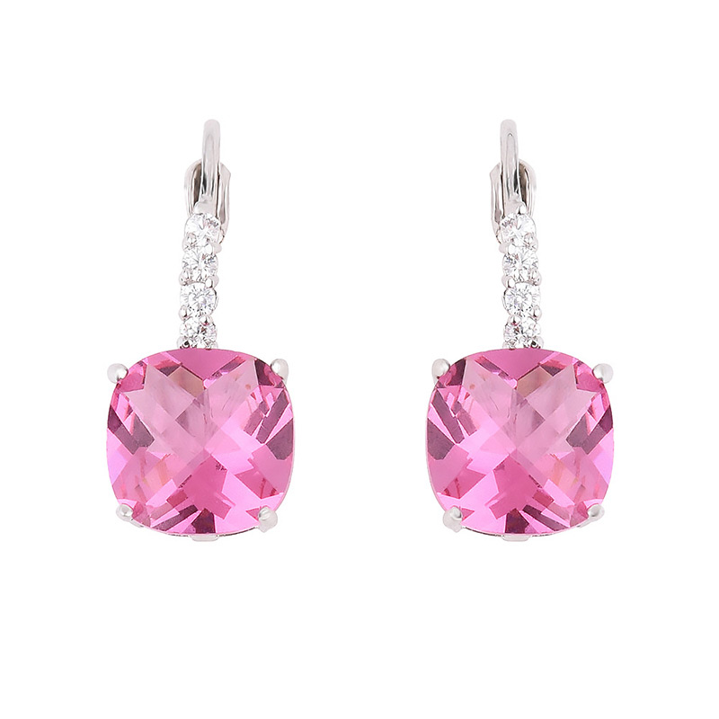 Exquisite Purple Square Diamond Decorated Simple Earring,Drop Earrings