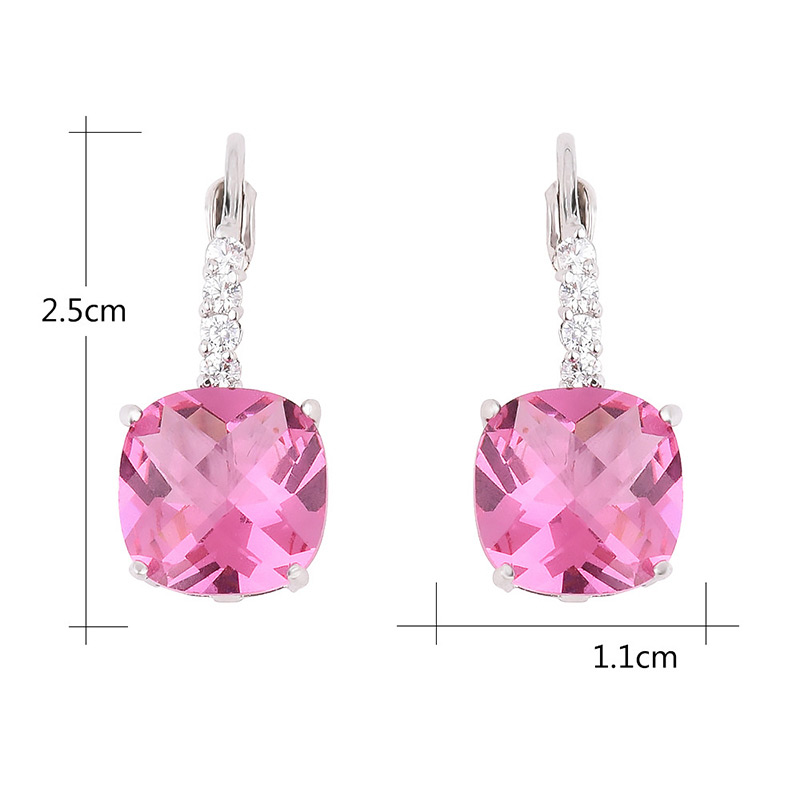 Exquisite Purple Square Diamond Decorated Simple Earring,Drop Earrings