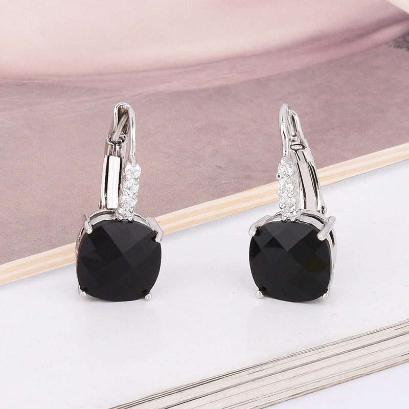 Exquisite Black Square Diamond Decorated Simple Earring,Earrings set