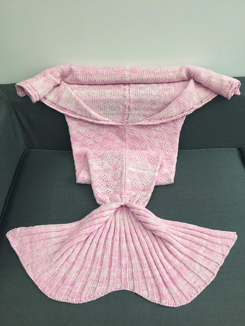 Fashion Pink Flower Pattern Decorated Pure Color Mermaid Shape Blanket,Home Textiles