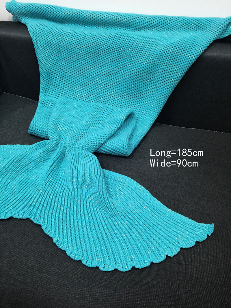 Fashion Blue Pure Color Decorated Simple Mermaid Shape Blanket,Home Textiles