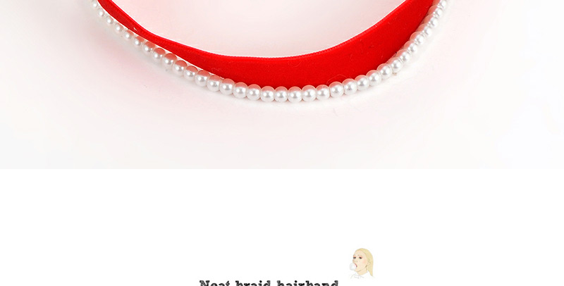 Elegant Red Pearl Chain Decorated Pure Color Chocker,Chokers