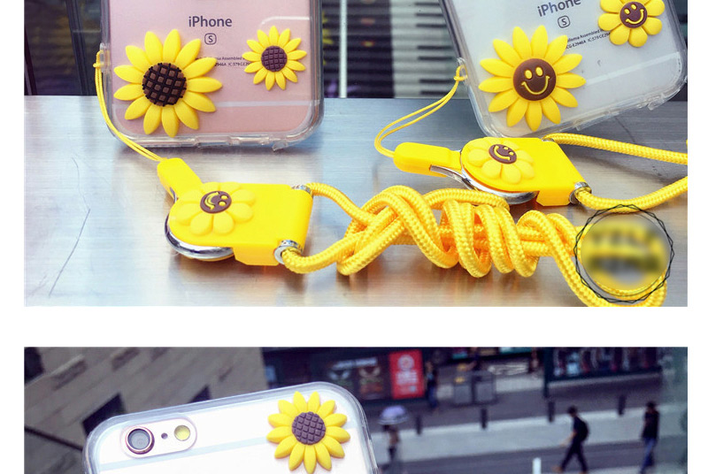 Cute Yellow Sunflower&smiling Face Decorated Transparent Iphone7plus Case,Iphone 7&Iphone 7 Plus